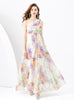 Bow Slim Long Floral Holiday Dress