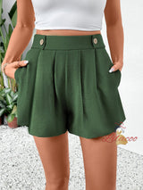 High Waist Wide Legs Casual Pocket Shorts
