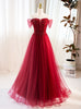 Tulle Off the Shoulder Beading Prom Dress