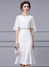White Scoop Neck Chain Mother Of The Bride Dress