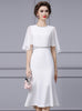 White Scoop Neck Chain Mother Of The Bride Dress