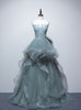 Green Tulle Spaghetti Straps Prom Dress
