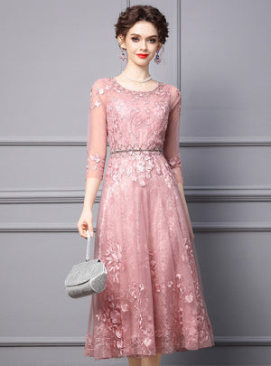 Pink Tulle Lace Mother Of The Bride Dress