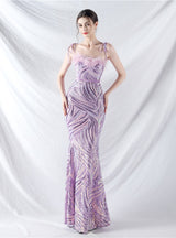 Spaghetti Straps Mermaid Sequins Prom Dress