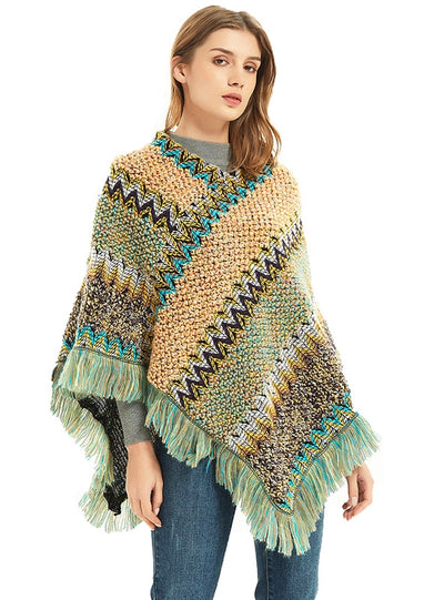 Retro National Style Hooded Cape Shawl