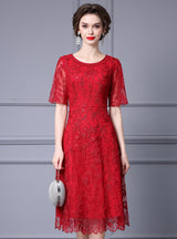 Lace Short Sleeve Short Mother Of The Bride Dress