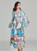 Retro Palace Printed V-neck Flared Sleeve Dress