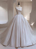White Satin Wedding Dress With Train