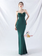 Memraid Strapless Pleats Beading Prom Dress