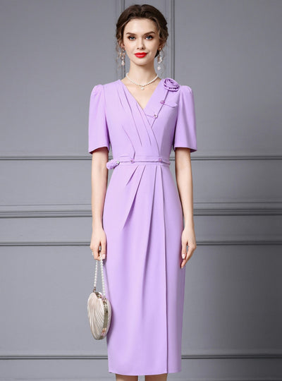 Short Sleeve Pleats Mother Of The Bride Dress