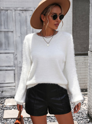 Lace Round Neck Long Sleeve Sweater