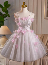 Tulle Sequins Flower Homecoming Dress