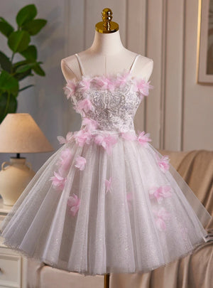Tulle Sequins Flower Homecoming Dress