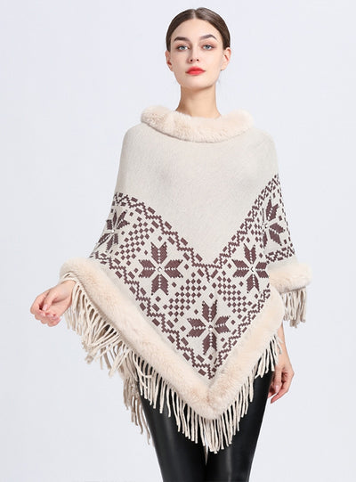 Fringe Knit Pullover Shawl Cloak