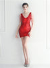 V-neck Sequins Beading Short Prom Dress