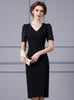 Black V-neck Pearls Mother Of The Bride Dress