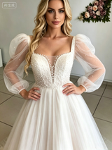 Tulle Long Sleeve Wedding Dress