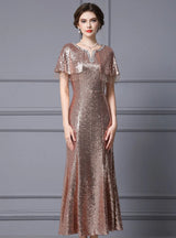 Champagne Sequins Beading Mother Of The Bride Dress