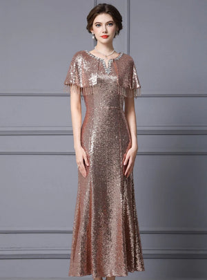 Champagne Sequins Beading Mother Of The Bride Dress