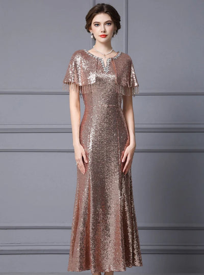 Champagne Sequins Beading Mother Of The Bride Dress