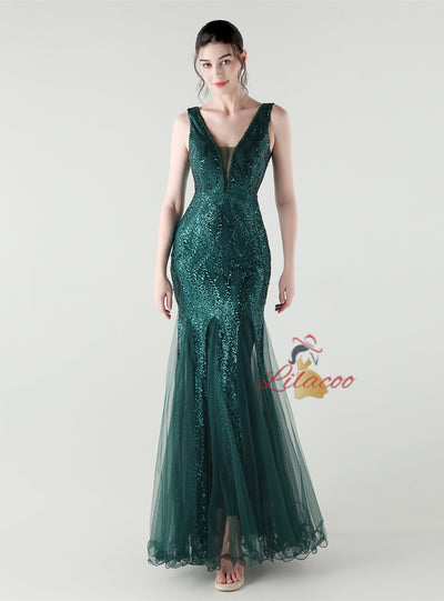 Sexy Sequins V-neck Prom Dress