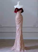 Mermaid Sequins Velvet Pleats Prom Dress