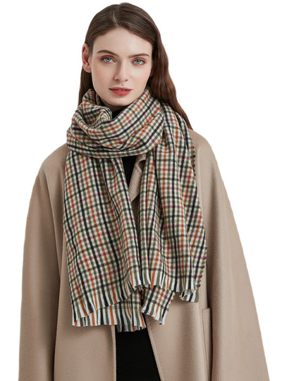 Women Small Plaid Retro Scarf