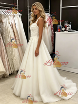 White Tulle Halter Appliques Wedding Dress