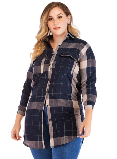 Plaid Casual Long Sleeve Ladies' Shirt