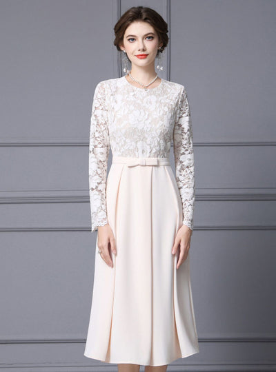 Purple Lace Long Sleeve Mother Of The Bride Dress