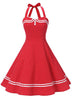 Retro Backless Polka-dot Halter Dress