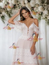 Ivory Lace V-neck Wedding Dress