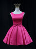 Simple Fuchsia Satin Bow Homecoming Dress