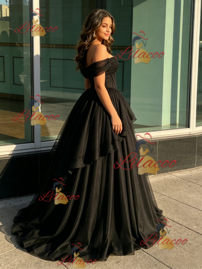 Black Tulle Off the Shoulder Quinceanera Dress