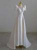 White Satin V-neck Short Sleeve Wedding Dress