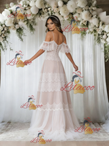 Ivory Lace V-neck Wedding Dress
