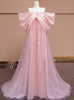 Pink Tulle Off the Shoulder Prom Dress