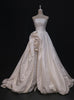 Ivory Satin Strapless Pleats Flower Wedding Dress