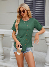 Solid Color Short-sleeved Round Neck T-shirt