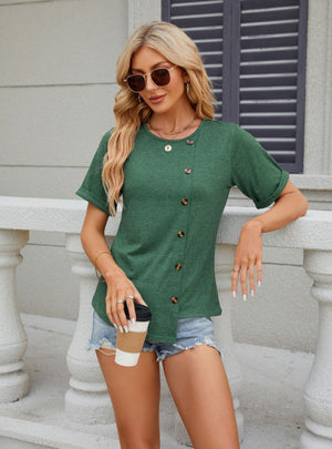 Solid Color Short-sleeved Round Neck T-shirt