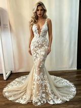 Sexy Mermaid Tulle Appliques Wedding Dress