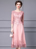 Pink Tulle Lace Beading Mother Of The Bride Dress