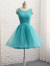 Blue Tulle Beading Homecoming Dress