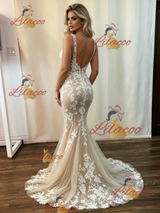 Sexy Mermaid Tulle Appliques Wedding Dress
