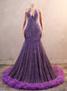 Purple Mermaid Sequins V-neck Prom Dress