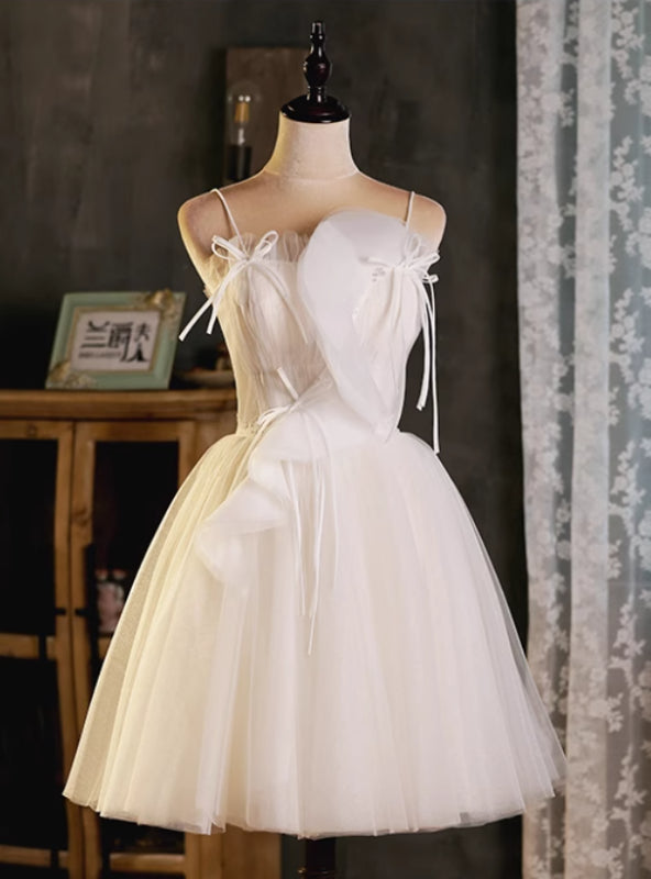 Ivory Tulle Pleats Homecoming Dress