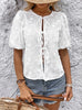 Bow Tie Shirt Jacquard Lace top