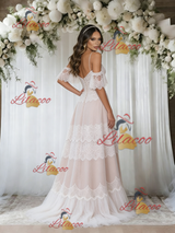 Ivory Lace V-neck Wedding Dress