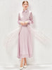 Lapel Lantern Sleeve Gauze Stitching Dress