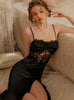 Ice Silk Slit Lace Perspective Suspender Nightdress Pajamas